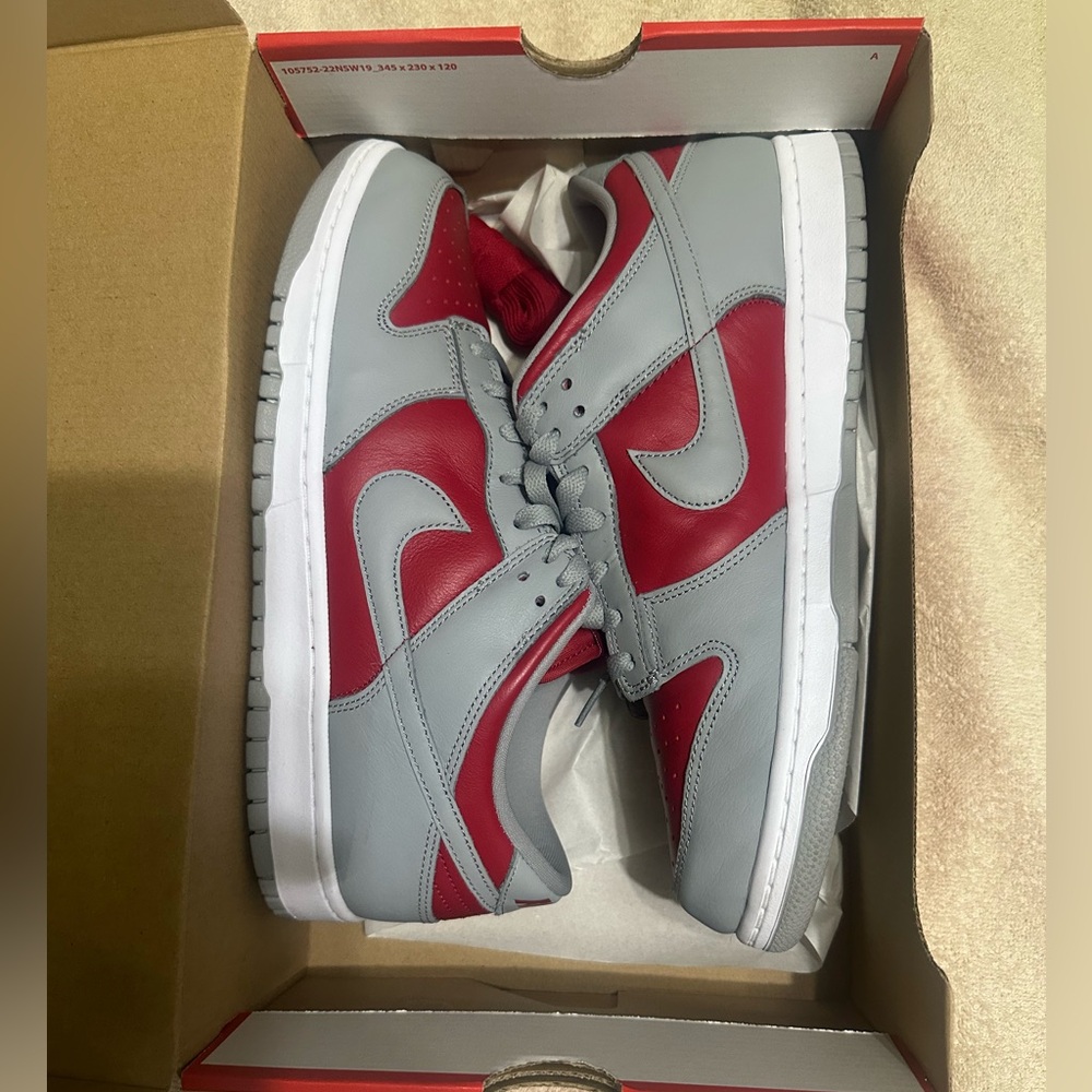 Nike Dunk Low QS Gray and Red Sneakers